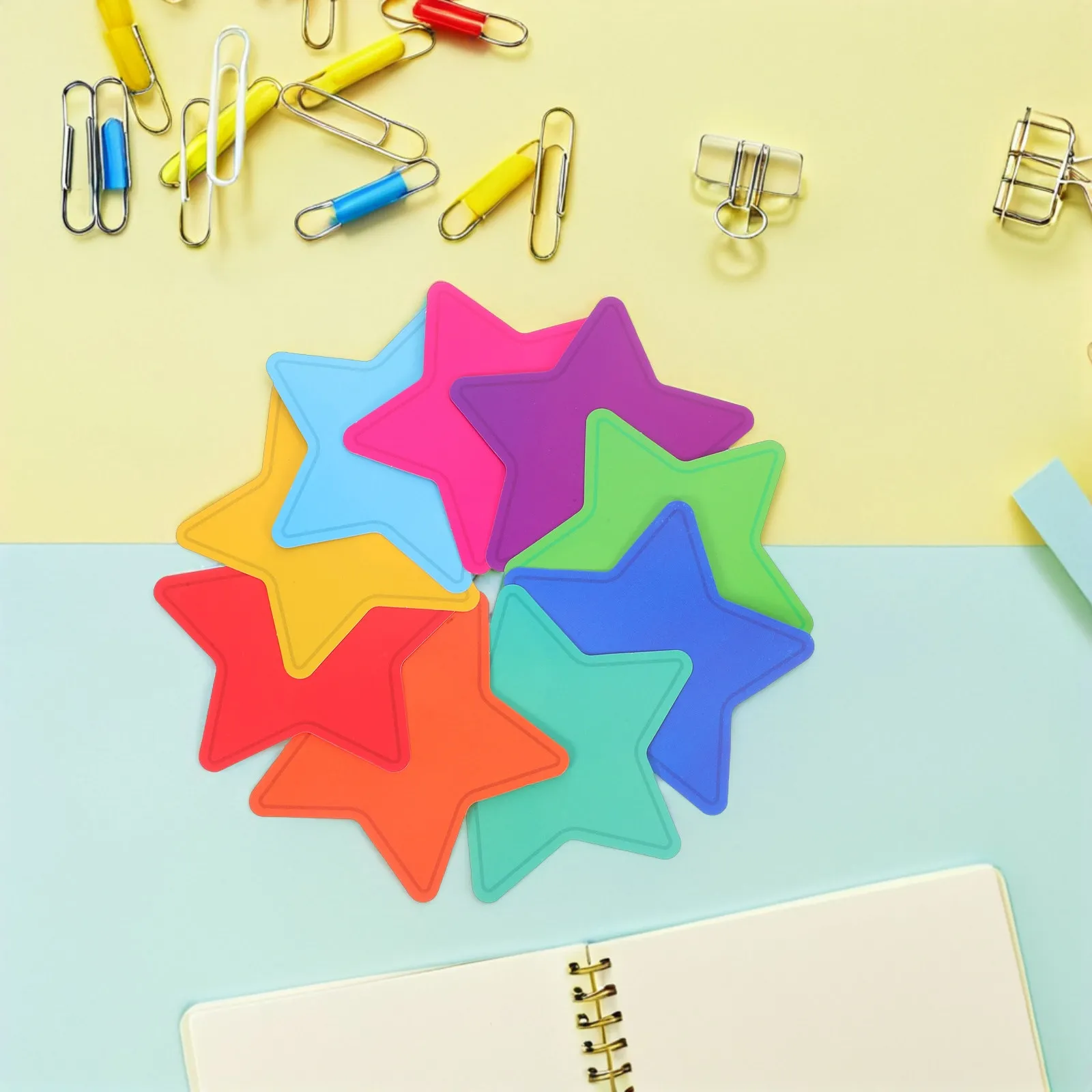 108Pcs Star Cutout Bulletin Board Decorations Colorful Vibrant Classroom Door Decor Teacher Bulletin Board Supplies DIY Paper