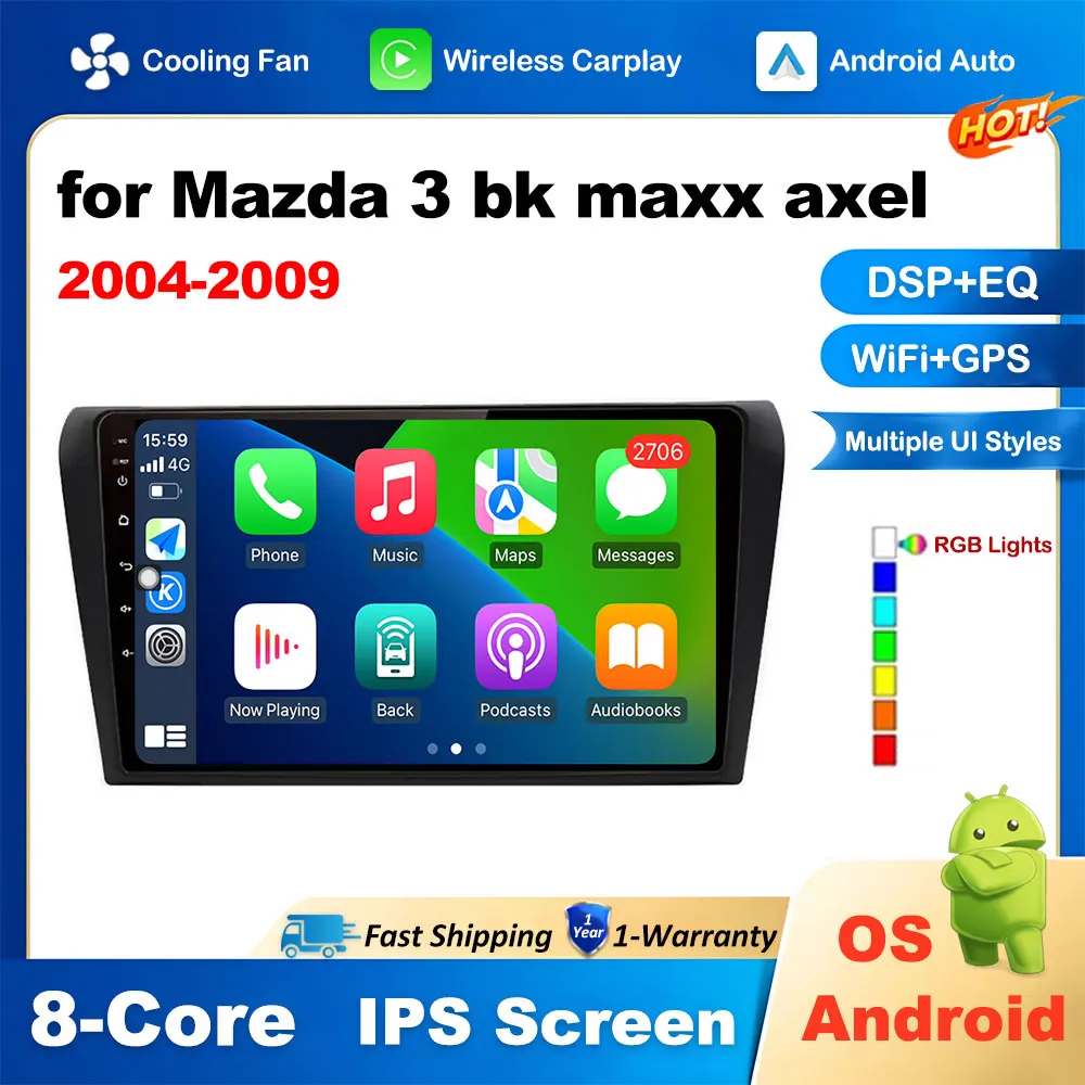 

Car Multimedia Radio Player Carplay GPS Navi for Mazda 3 bk maxx axel 2004-2009 Android Auto Tools DSP Stereo 4G Touch Screen