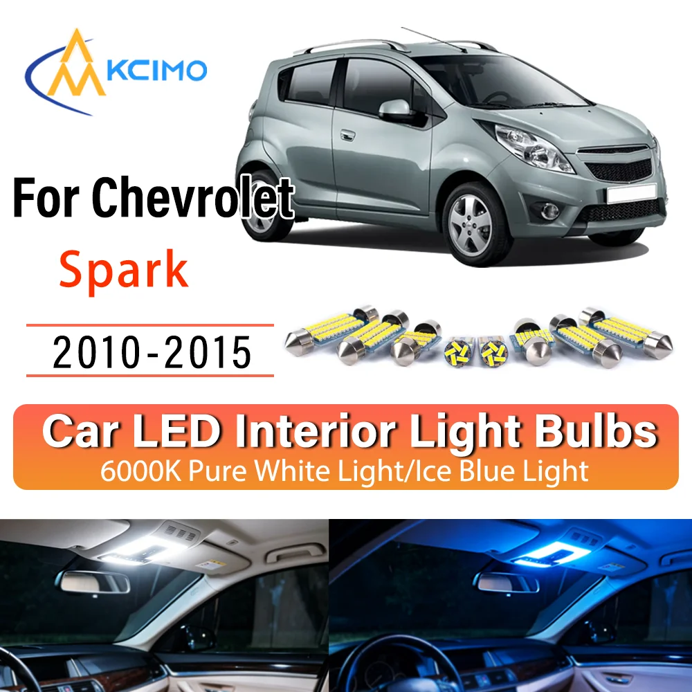 Kit de rénovation d'éclairage intérieur LED à éclat constant sans câblage pour Chevrolet Spark 2010-2015, remplacement direct du plafonnier de rangement