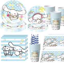 Cartoon Cinnamon Dog Birthday Decoration Mascot Disposable Tableware Plate Tablecloh Cup Baby Shower Girls Party Supplies