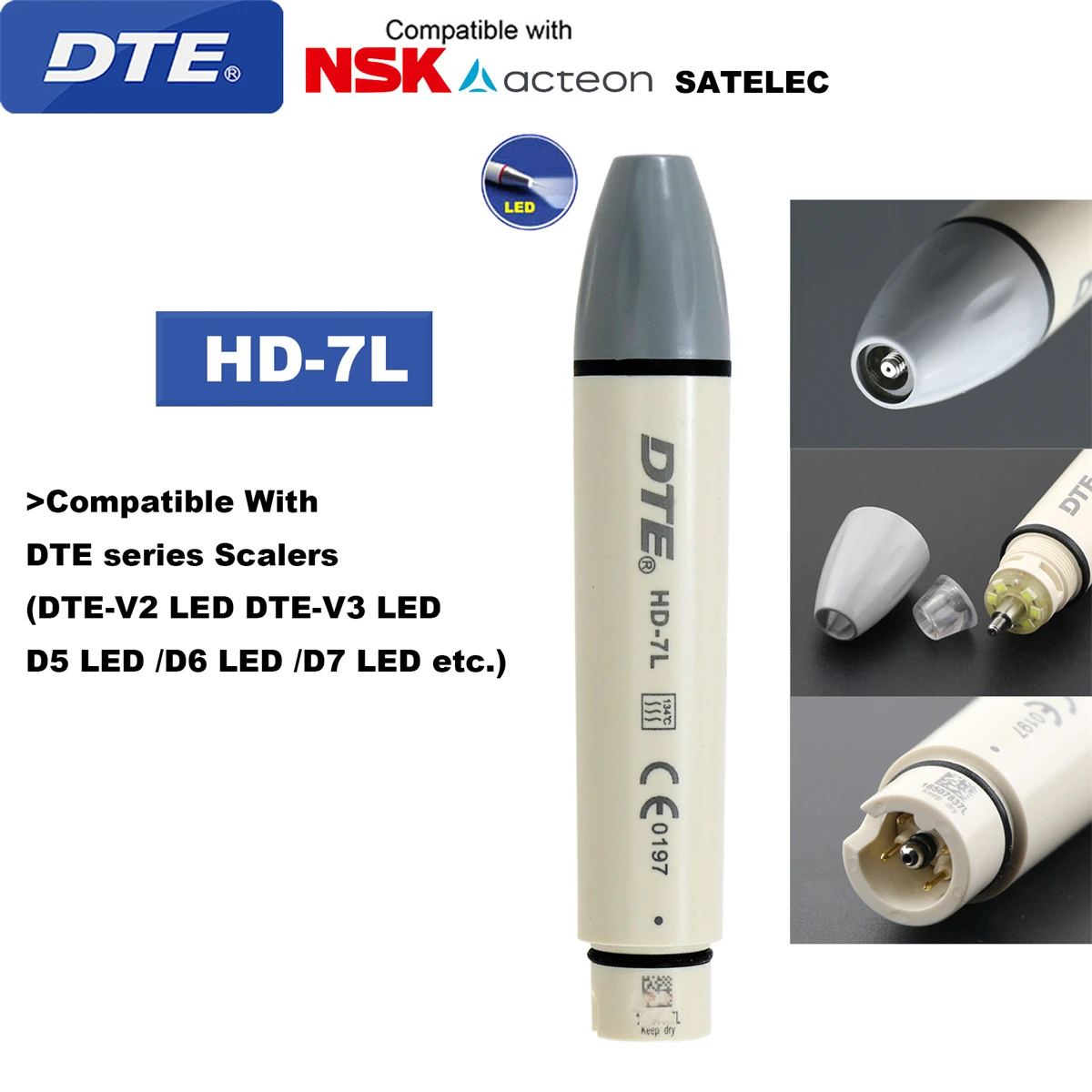 نقار الخشب DTE قشارة الأسنان بالموجات فوق الصوتية قبضة LED مع مقبض قشارة طب الأسنان صالح EMS NSK SATELEC ACTEON أدوات طب الأسنان