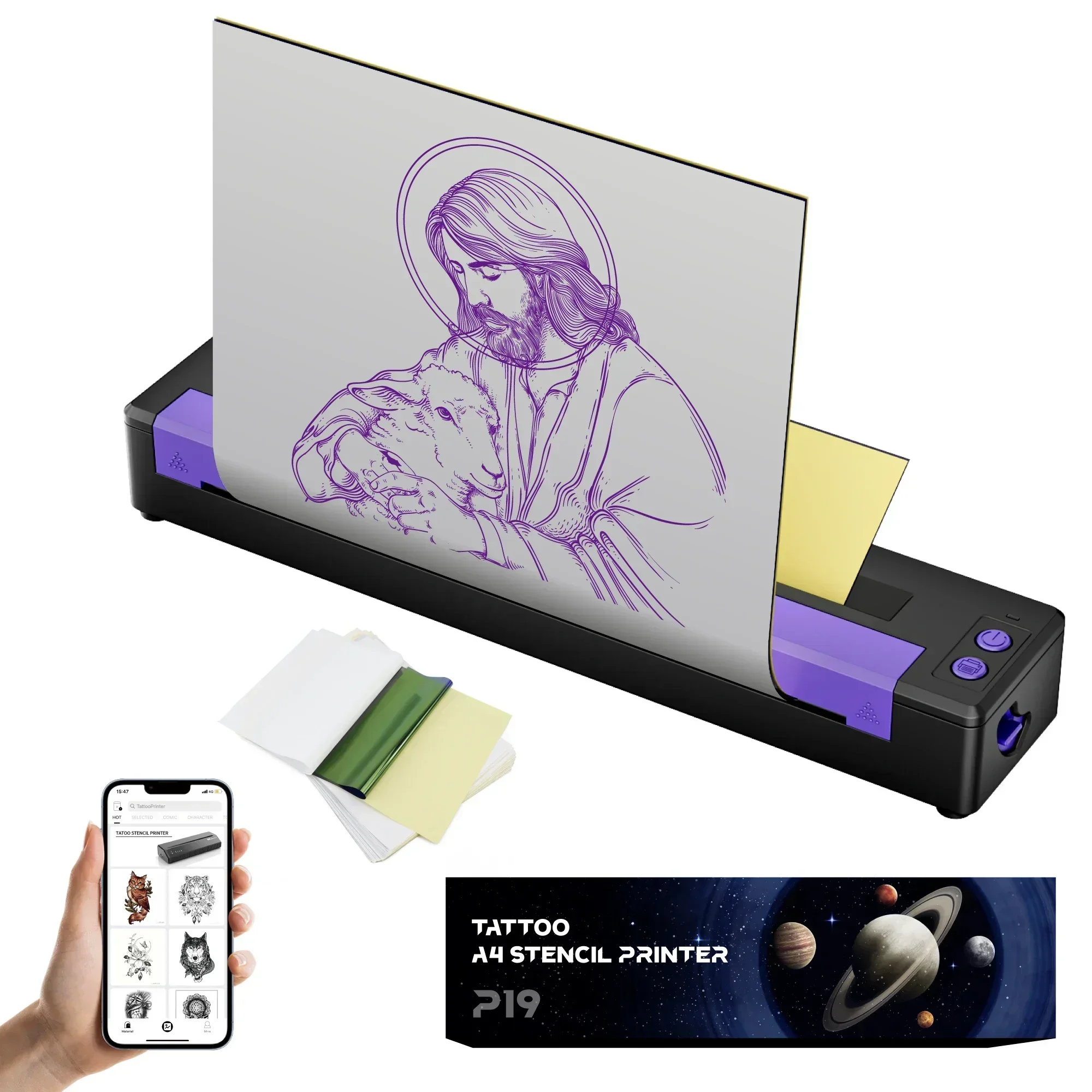 US.EU MHT-آلة طباعة الوشم الحرارية طابعة استنسل الوشم آلة ناسخة حرارية A4 طابعة الوشم الورقية المحمولة