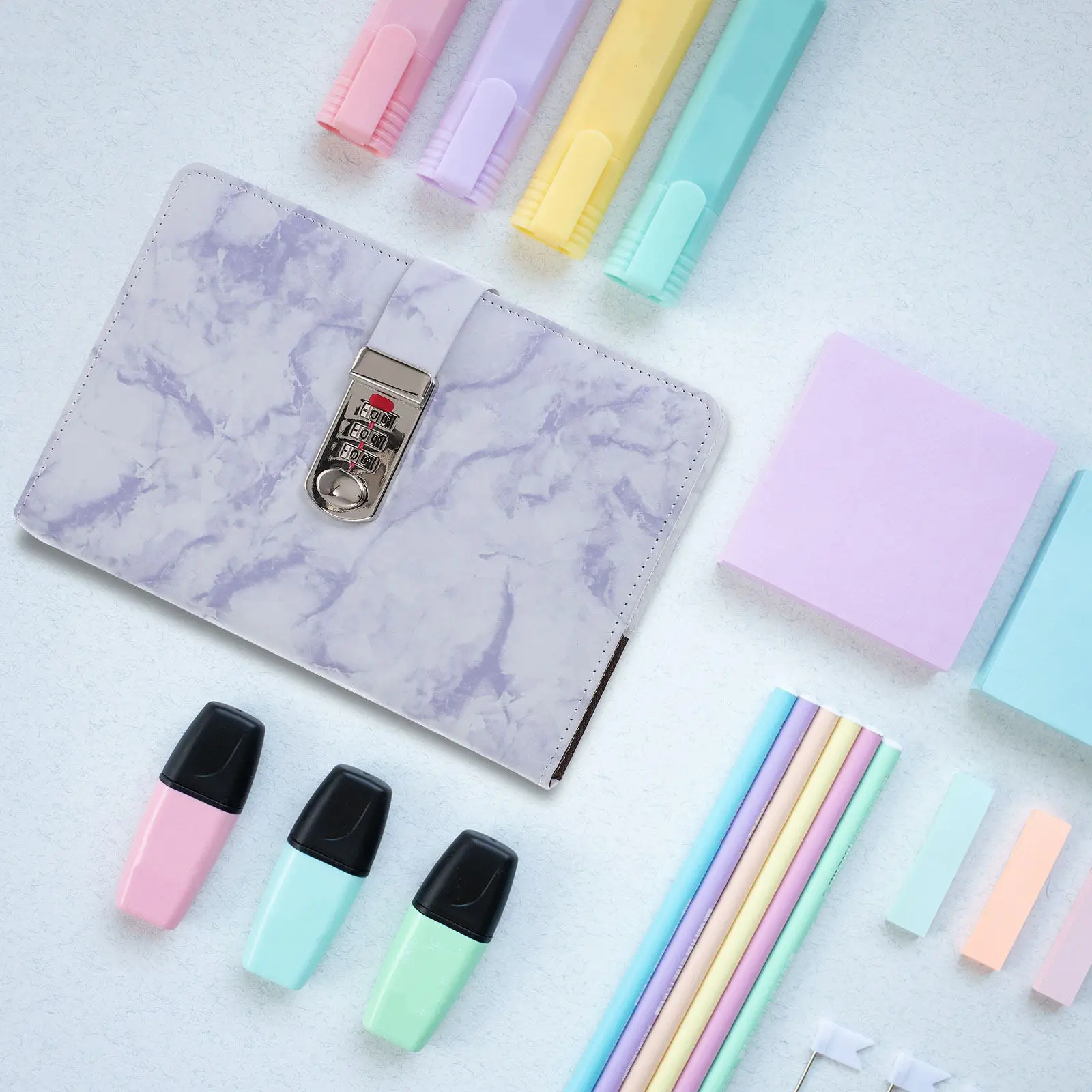 Portable Password Lock Diary Book Student Notepad Writing Journal for Office Business School Daily Schedule Secret Notebook