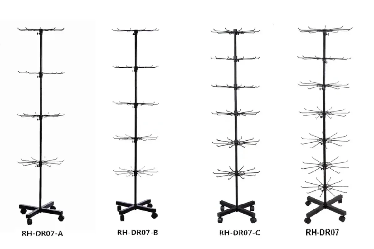 RH-DR07-C 1600*400mm  Six Layers 10 Hooks Rotatable Layer Display Rack