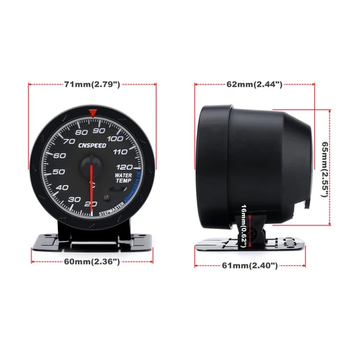 Imagen 2 del producto Medidor de Temperatura del Agua para Automóvil CNSPEED, 20-120 Grados Celsius, con Manómetro de Temperatura del Agua de 1/8 NPT, Adaptador de Sensor de Tubería con Sello