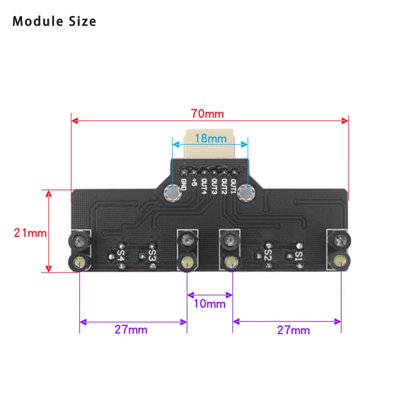 Digital 4-way Gray-scale Photosensitive Line Tracking Sensor Smart Car 4-way Black and White Line Recognition Tracking Module