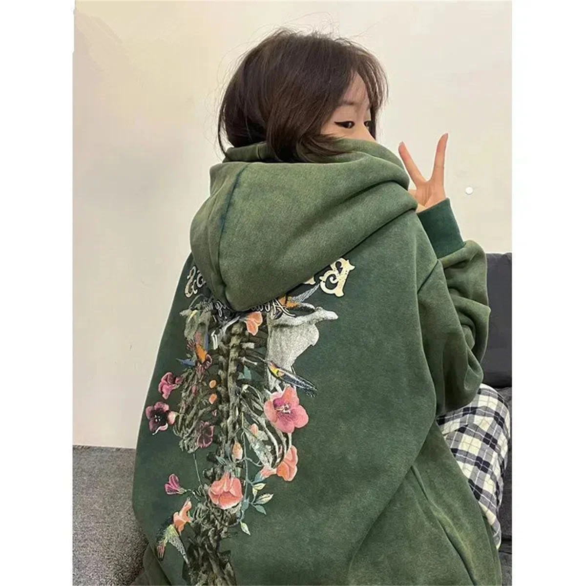 

Fashion Cartoon Wings Print Hoodie Sweatshirt Oversize Women Spring Autumn Funny Punk Hoodies Tops Females Couple Hoodie Girl