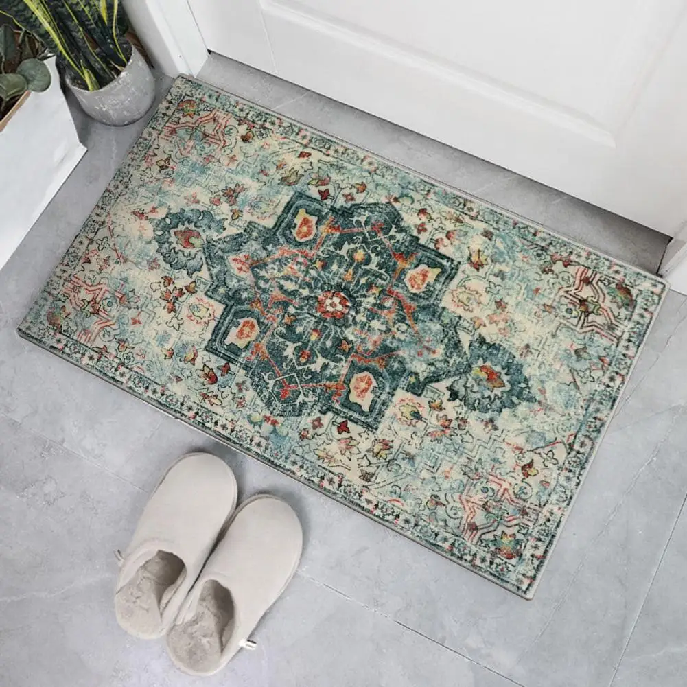 Anti-shedding Rug Washable Rug Vintage Persian Ethnic Style Non-slip Floor Mat for Bathroom Bedroom Decor with Great Water