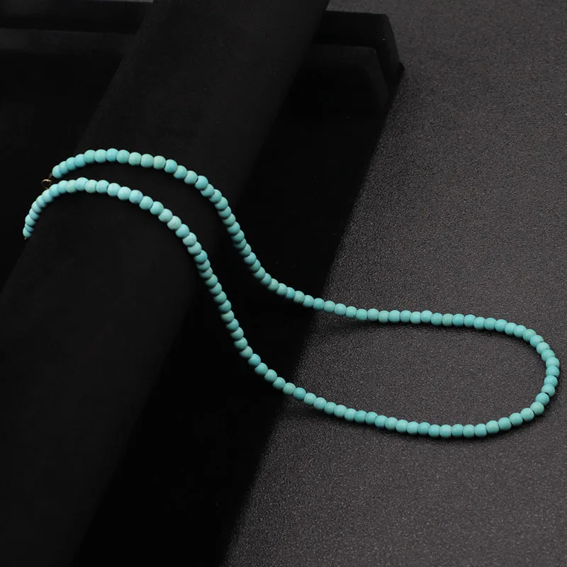 Simple 4mm Small Stone Necklace Men Handmade Natural Howlite Tiger Eyes Beaded 48cm Short Collar Joias Boyfriend Leisure Jewelry