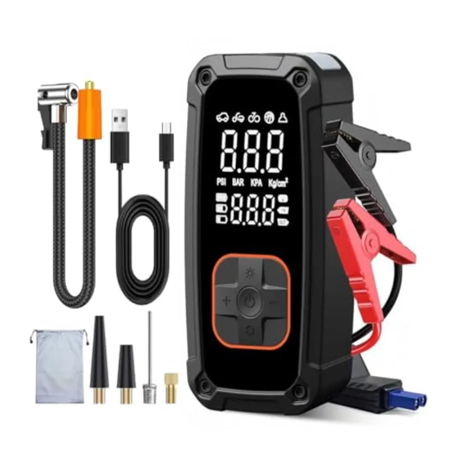 

Portable Air Compressor for Car Tire Inflation Up to 150PSI with Built-in Tire Gauge - Cordless Dual-Use Air Pump for Cars Bike