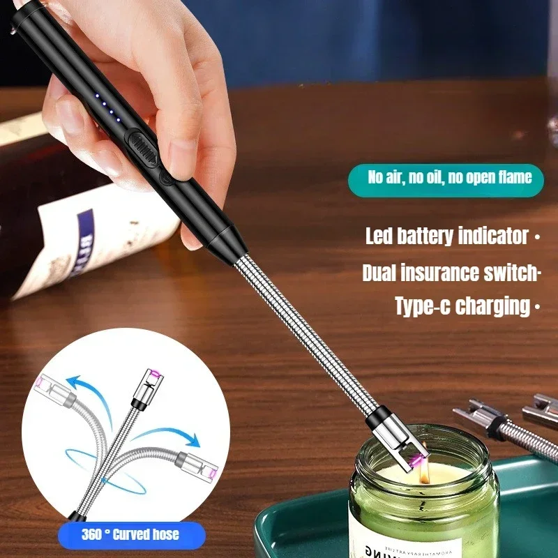 Type C Rechargeable Pulse Ignition Gun Candle Lighter with 360° Flexible Neck, Special Lighter for Kitchen Extended Gas Stove