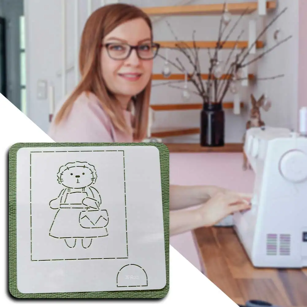 Plastic Stencil For DIY Patchworks Sewing DIY Girls Pattern Pouch Reusable Drawing Template For Embroidery Patchworks Sewing