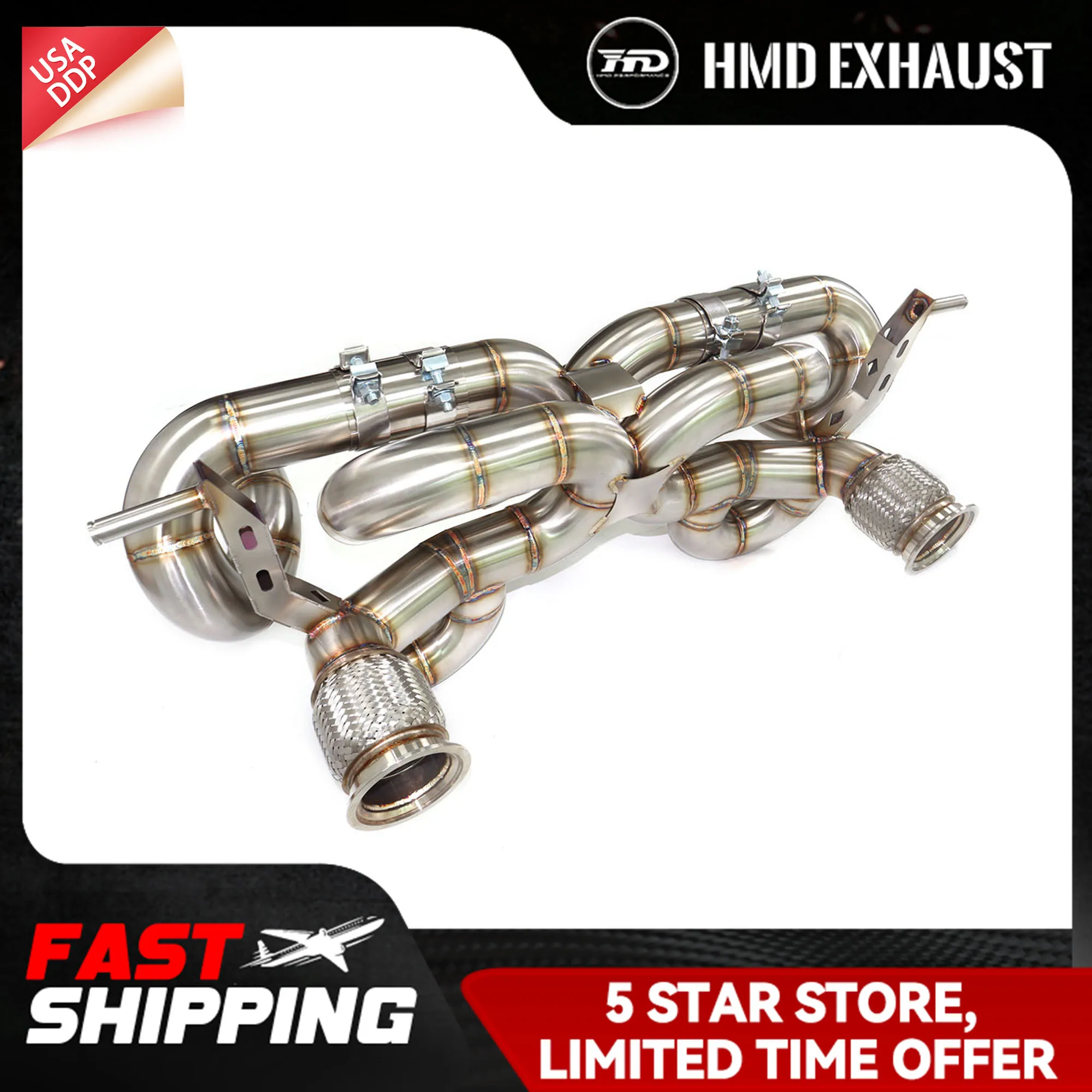 

HMD Exhaust Catabck for Lamborghini Huracan EVO SS304 Continuous surprises Support customization X-pipe exhaust design ﻿