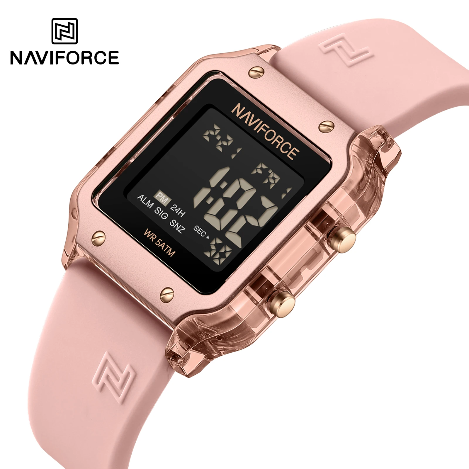 

NAVIFORCE 6105 повседневные женские электронные часы с маленьким циферблатом и светящимся календарем, водонепроницаемые спортивные женские модные часы на открытом воздухе