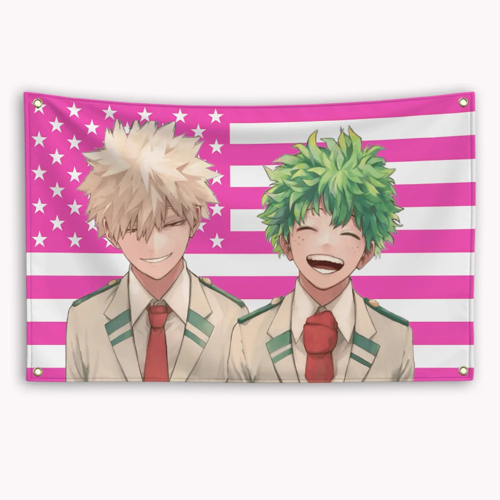 My Hero Academias Bakugou Katsuki American Flag Decoration Garage Flags Advertising Decorative Home Objects Outdoor Decorations