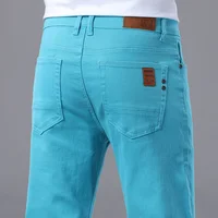 Pantalones ajustados para hombre, informales, coloridos, primavera 2025, nuevos Pantalones rectos, pantalones elásticos de algodón a la moda, rojo, amarillo, rosa y azul