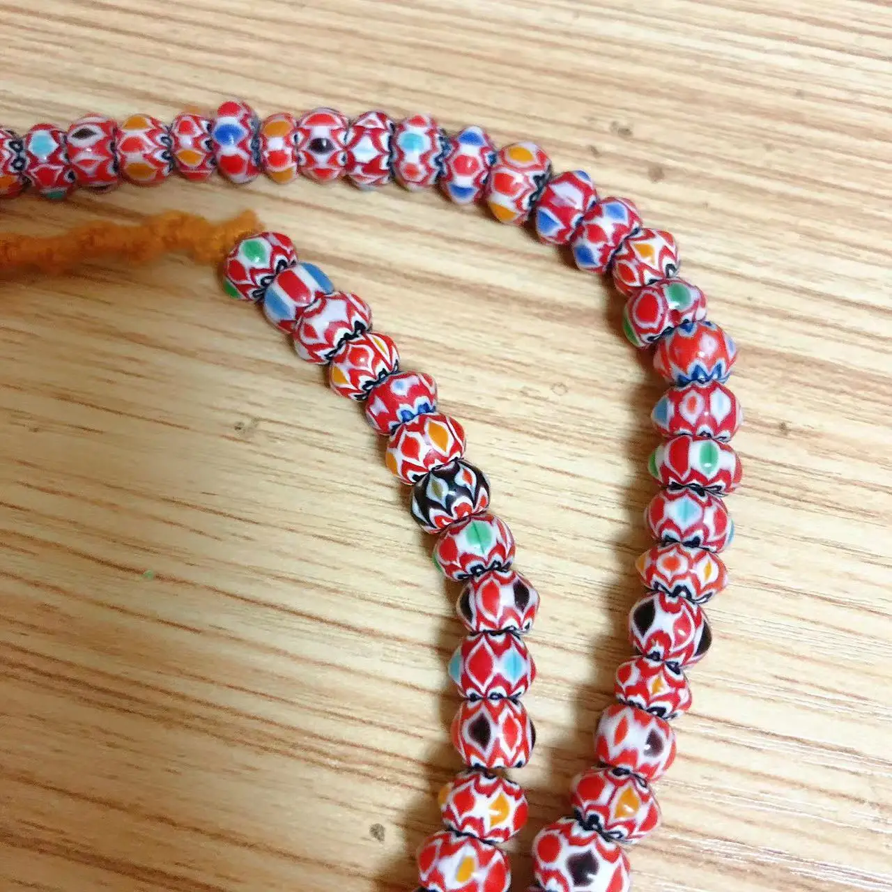 BD252 Nepal Handmade Acient Colorful Rainbow Glass Beads Strand 5mm*8mm Tibet Colorful Beaded Necklace