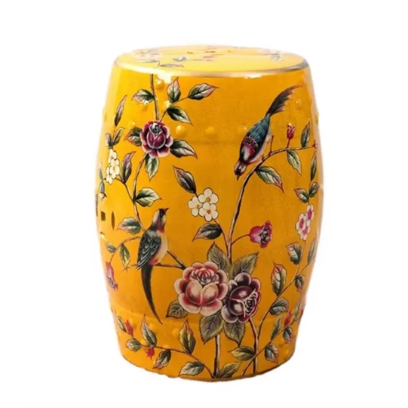 

Ceramic stool living room bedroom garden outdoor home decoration flower and bird pattern