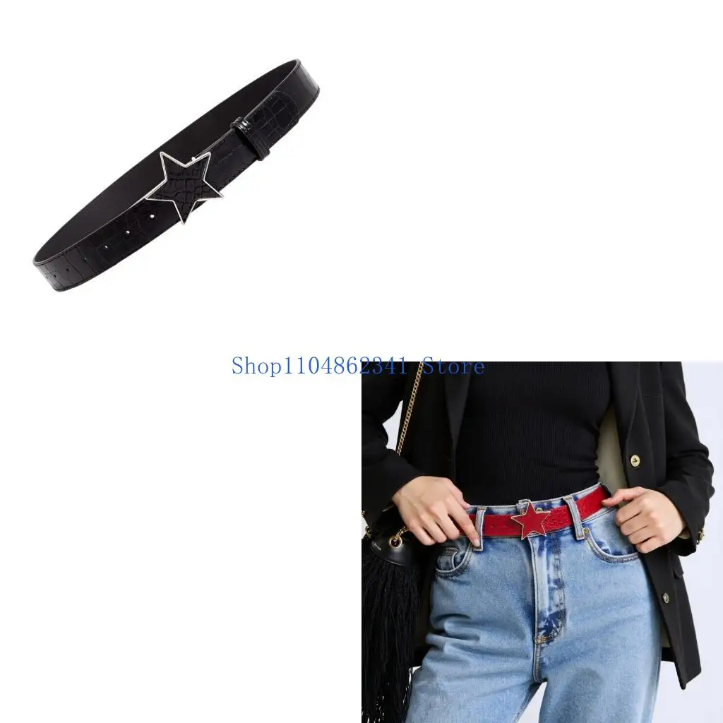 5ASD المعاصرة للجنسين الشرير حزام ناعم بو الجلود الخصر حزام زخرفة الخصر الزخرفية للملابس غير الرسمية في الشوارع