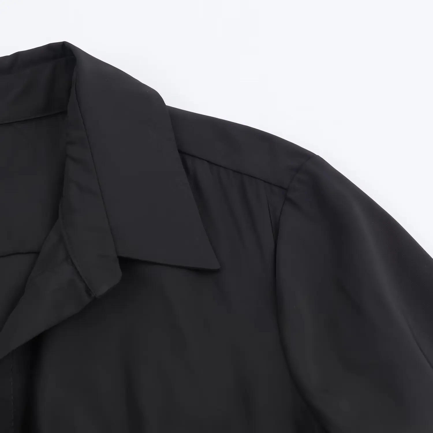 Autunno tinta unita alla moda aderente in vita elegante gonna con colletto cintura casual sottoveste midi abito nero a maniche lunghe da donna