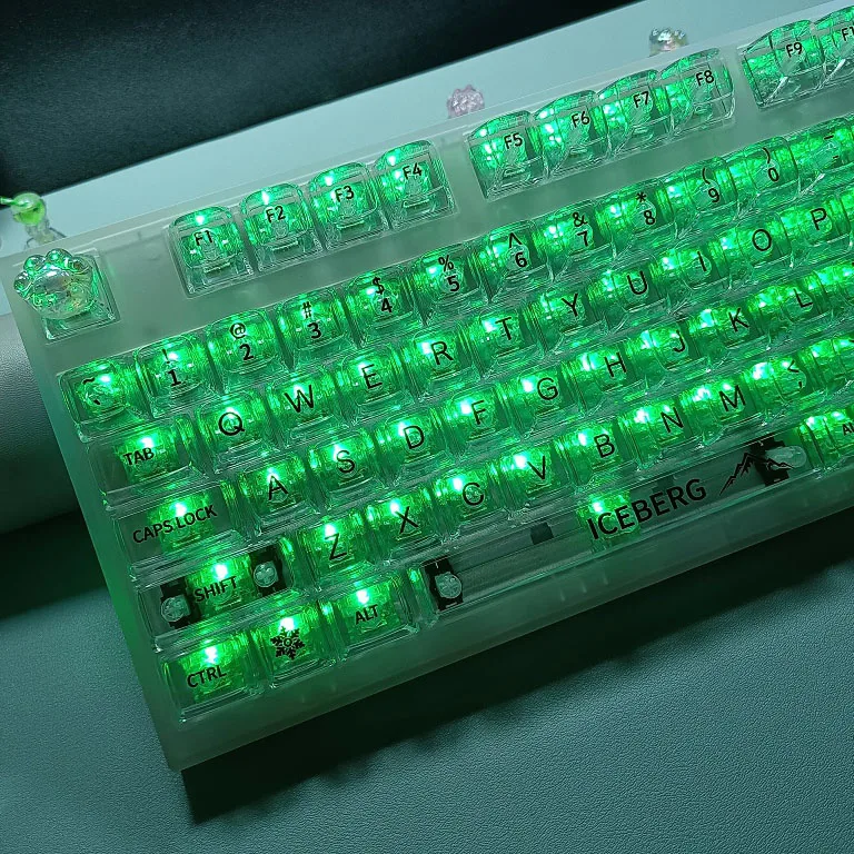 lceberg Transparent backlit Keycaps For MX Switch Mechanical Keyboard 132 Keys Crystal PC Gaming Keycap DIY Custom Key Cpas GK61