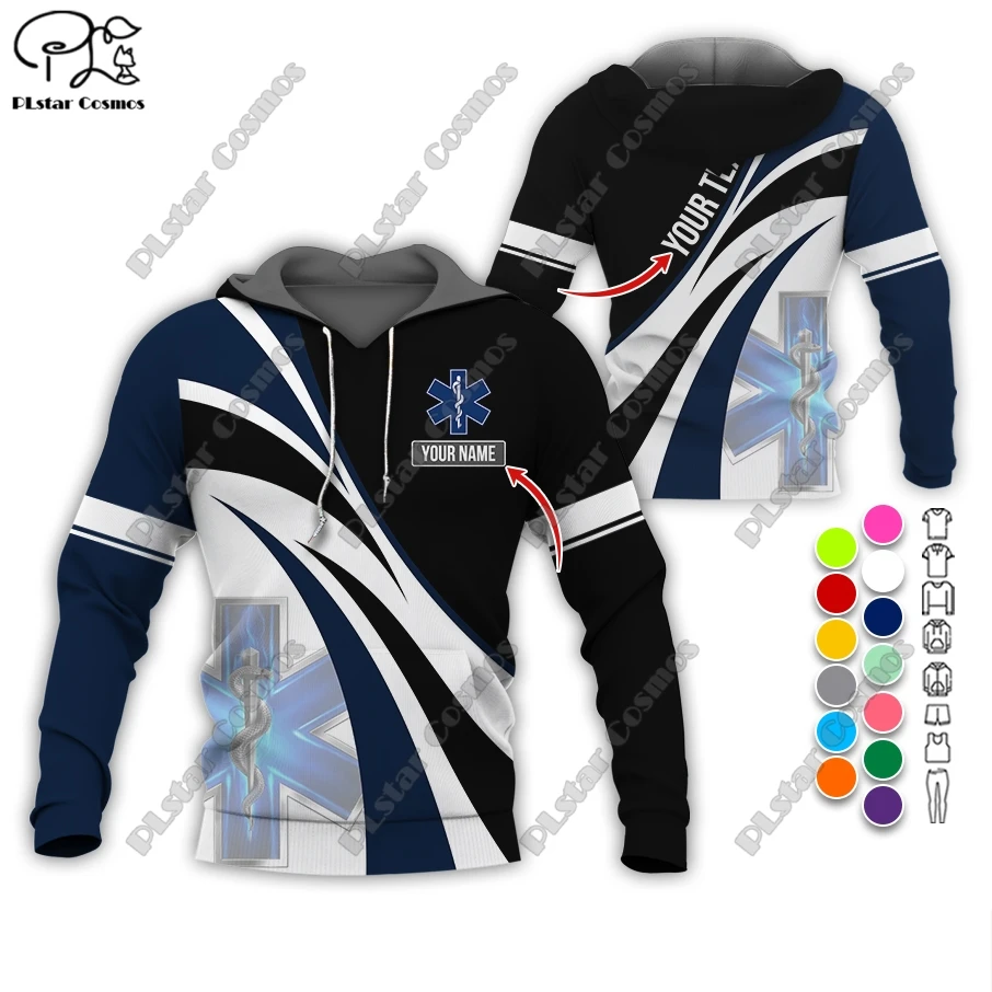 Custom Name EMS Emergency Medical Service Uniform 3D Printing Hoodie Street Women Men Pullover/Sweatshirt/Zip Hoodie A24