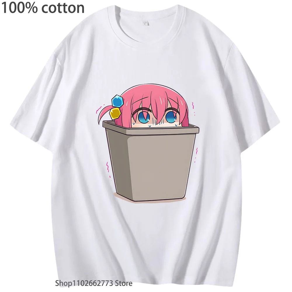 Kawaii Hitori Gotou Graphic Tshirts Bocchi The Rock Clothes Women Casual 100% Cotton T-shirts Anime Cartoon Tees High Street Top