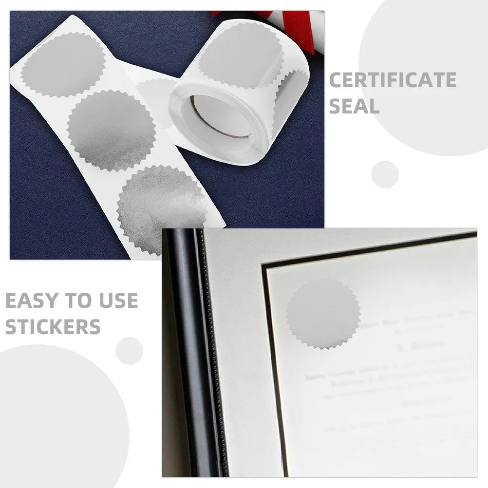 2 Rolls Certificate Embossed Steel Seal Stickers Award Medals Small Stickers for Diplomas Graduation Certificates Motivational