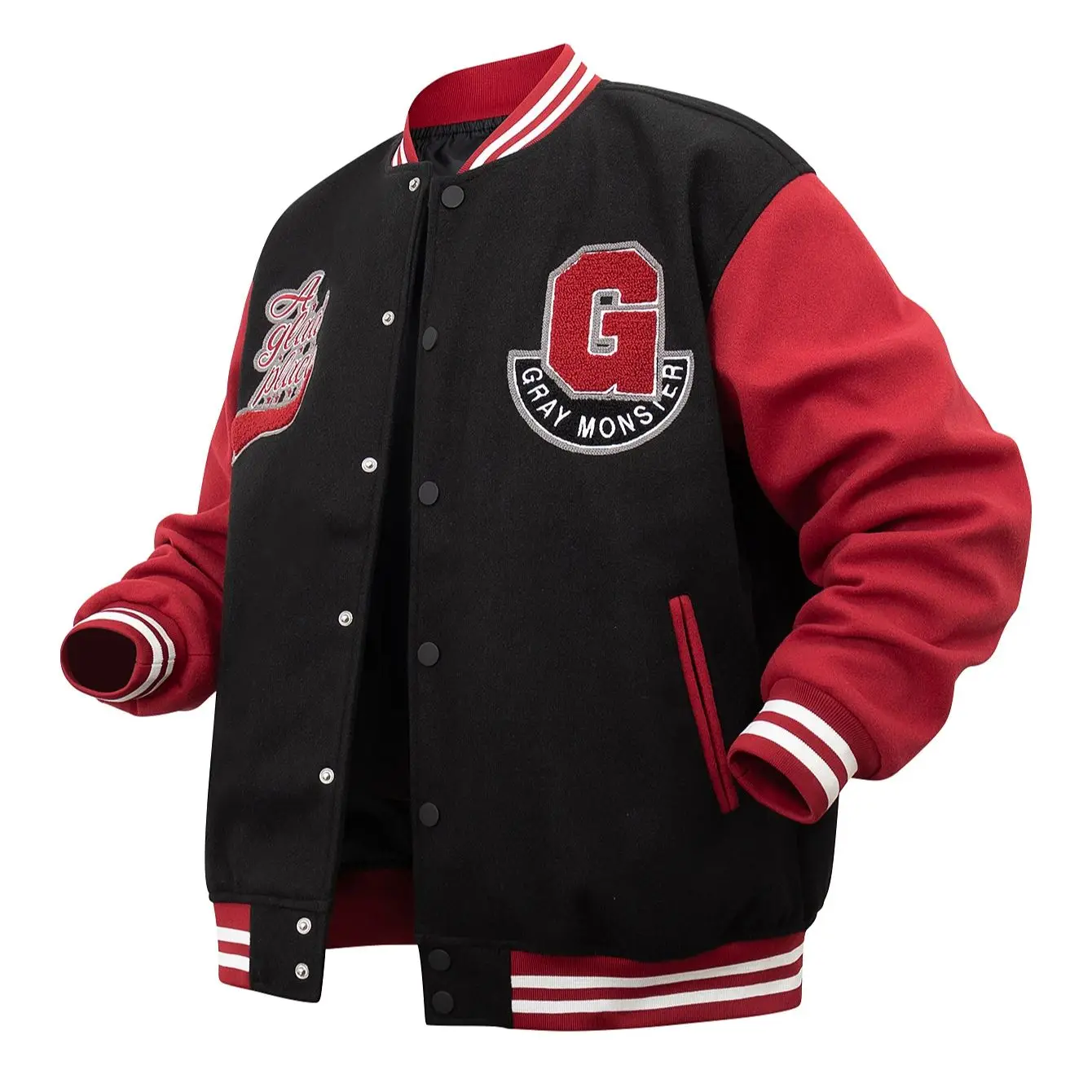 

Мужские куртки-бомберы с винтажной вышивкой букв "G", бейсбольные пальто, свободная куртка-бомбер Letterman из искусственной шерсти на осень