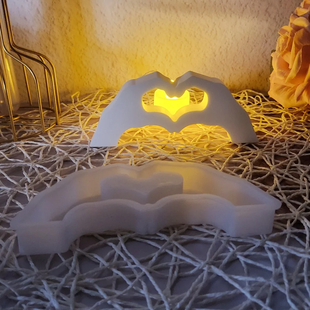 Gesture Heart Candle Silicone Molds DIY Love Statue Finger Plaster Cement Resin Mold Soap Sculpture Craft Home Wedding Decor