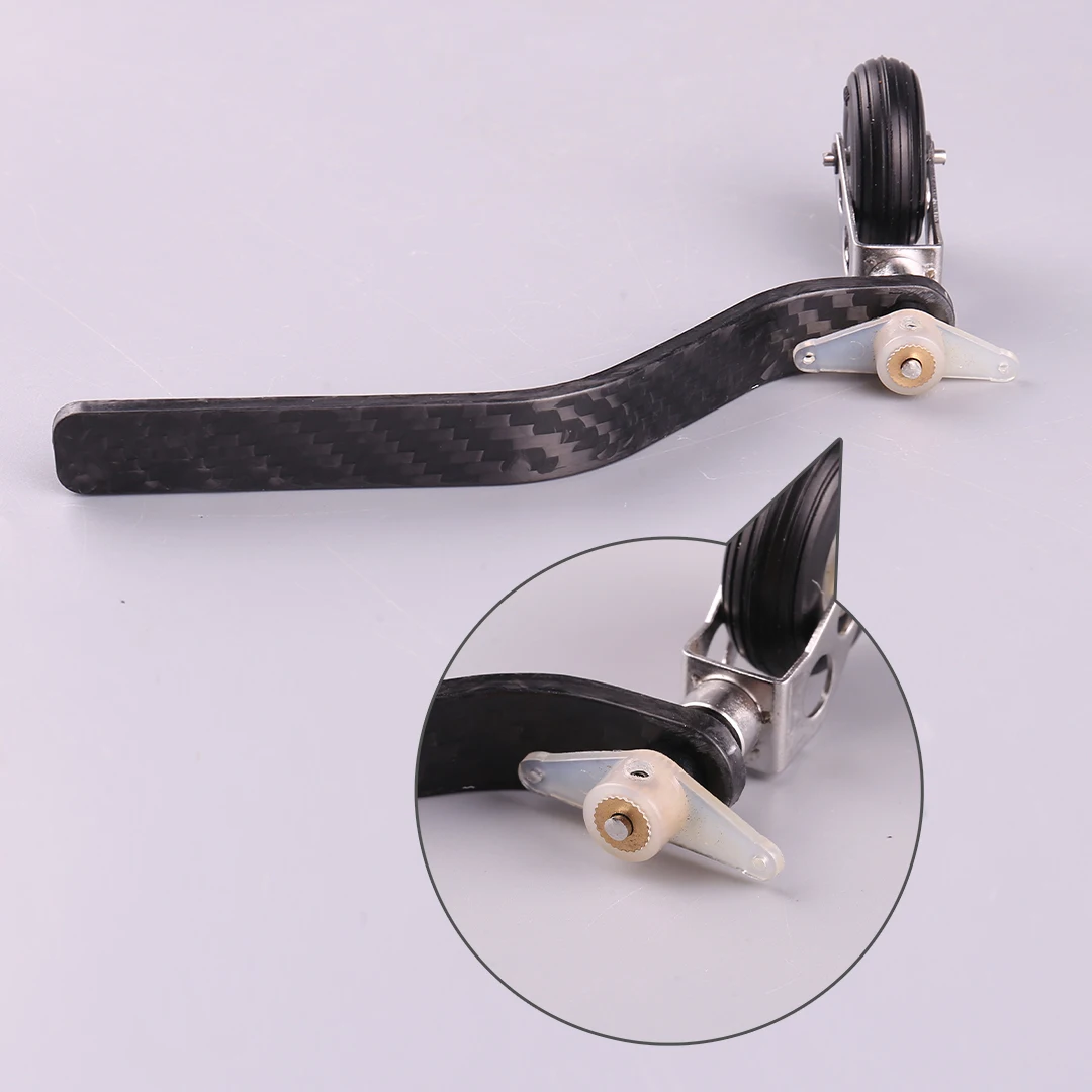 Support de train d'atterrissage arrière en Fiber de carbone + Kit de direction de roue en PU pour moteur à essence 26CC/50CC/100CC, modèle d'avion à voilure fixe, 1 ensemble