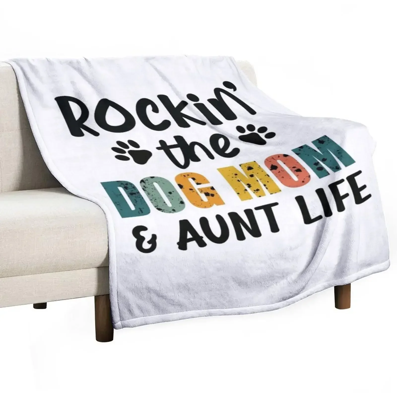 

Rockin the dog mom and aunt life, Funny Dog Mom gift Throw Blanket Vintage Fashion Sofas valentine gift ideas Blankets
