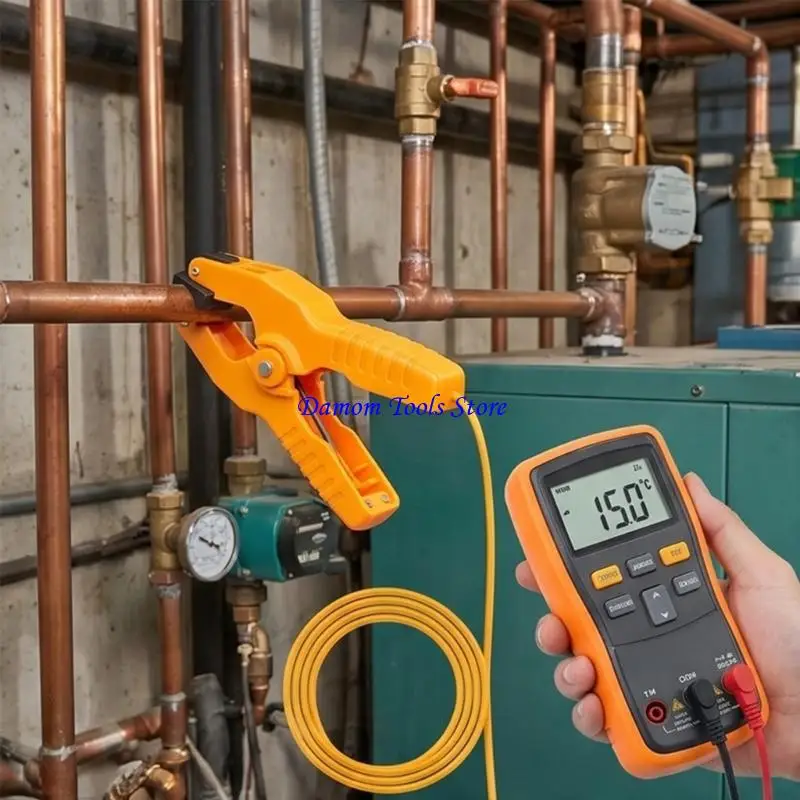 57BE K Type Clamp Thermocouple Temperature Probe Clip Plumbing Clamp K Type Probe Test Clip Easy to Installation