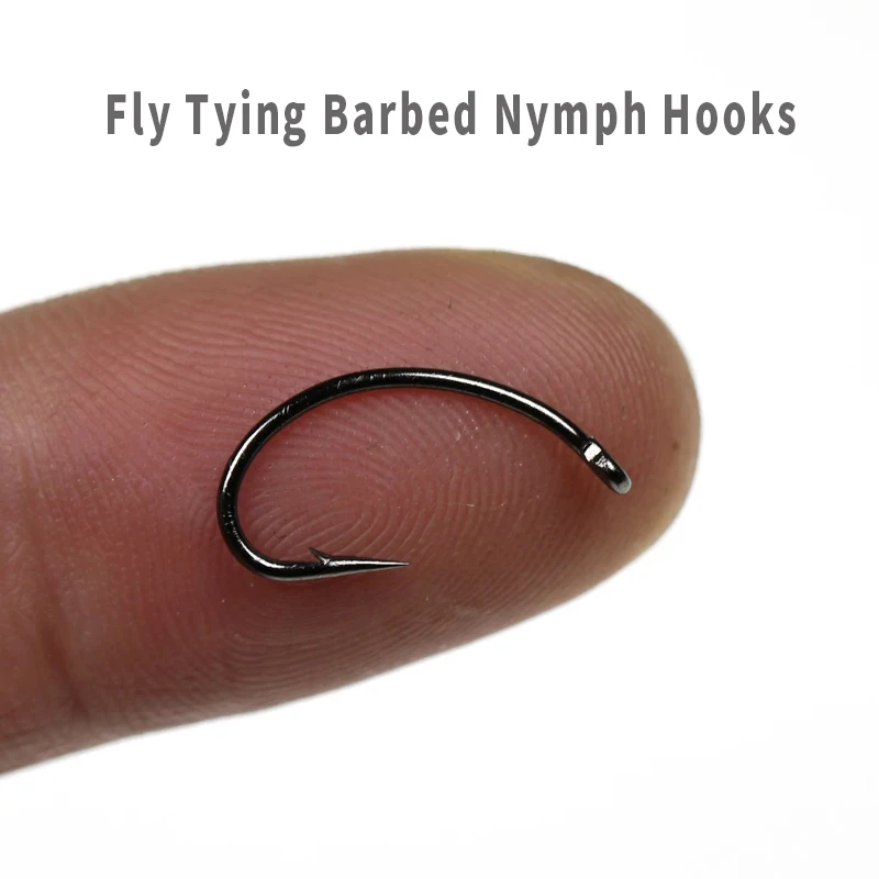 Wifreo 100PCS Fly Tying Hook Nymph Bug Shrimp Scud Pupae Larvae Caddis Flies Fishing Hooks #8~#16 Fly Fishing Hook