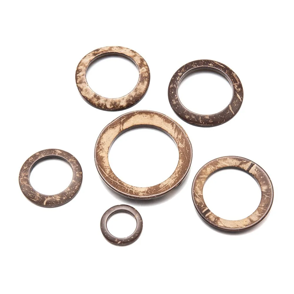 10Pcs Natural Coconut Shell Round Button Rings Pendant Connectors DIY Bracelet Necklace Jewelry Craft Making Finding Accessories