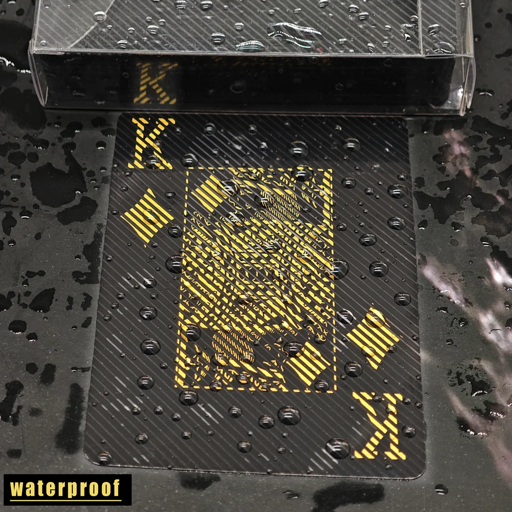 Cartas de juego transparentes impermeables, baraja negra de cartas de póquer, diseño de ilusión de Moire, Texas Hold