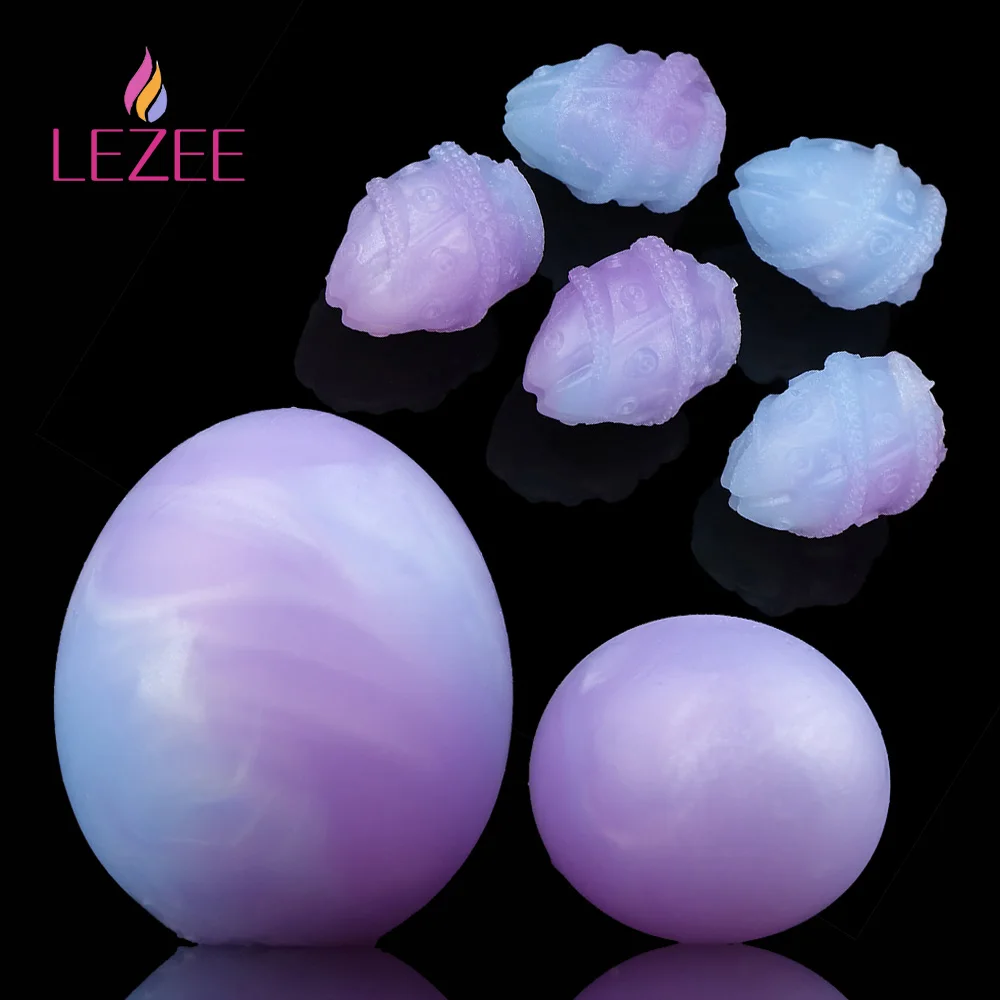 LEZEE 2 Sizes Silicone Eggs For Hand Push Ovipositor Toys SeaJade Color Lay Egg Ovipositors Adult Game Sex Toys For Women Men