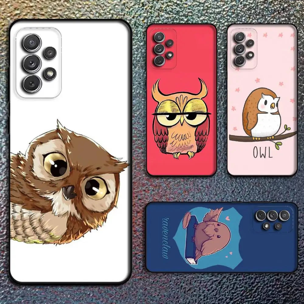 

cute cartoon owl Phone Case For Samsung S25,S24,S21,S22,S23,S30,Ultra,S20,Plus,Fe,Lite,Note,10,9,5G Black Cover