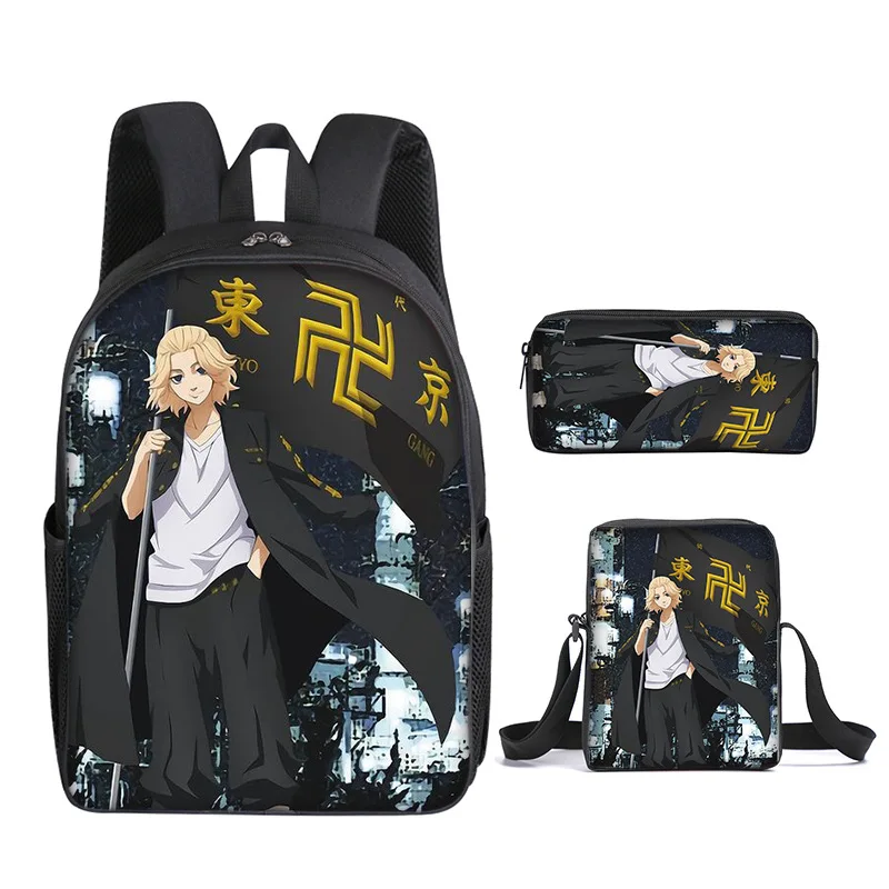 

Hip Hop Youthful Tokyo Revengers 3D Printed 3pcs/Set Student Travel bags Laptop Daypack Backpack Shoulder Bag Pencil Case