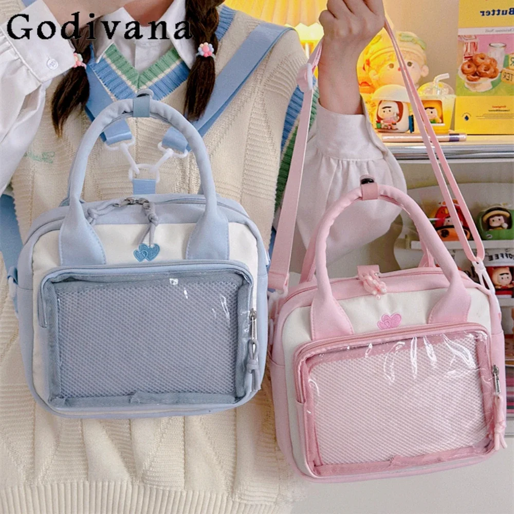 

Cute JK Uniform Shoulder Bag Women Itabag School Bags Japanese Students Black Backpack Transparent Bolso