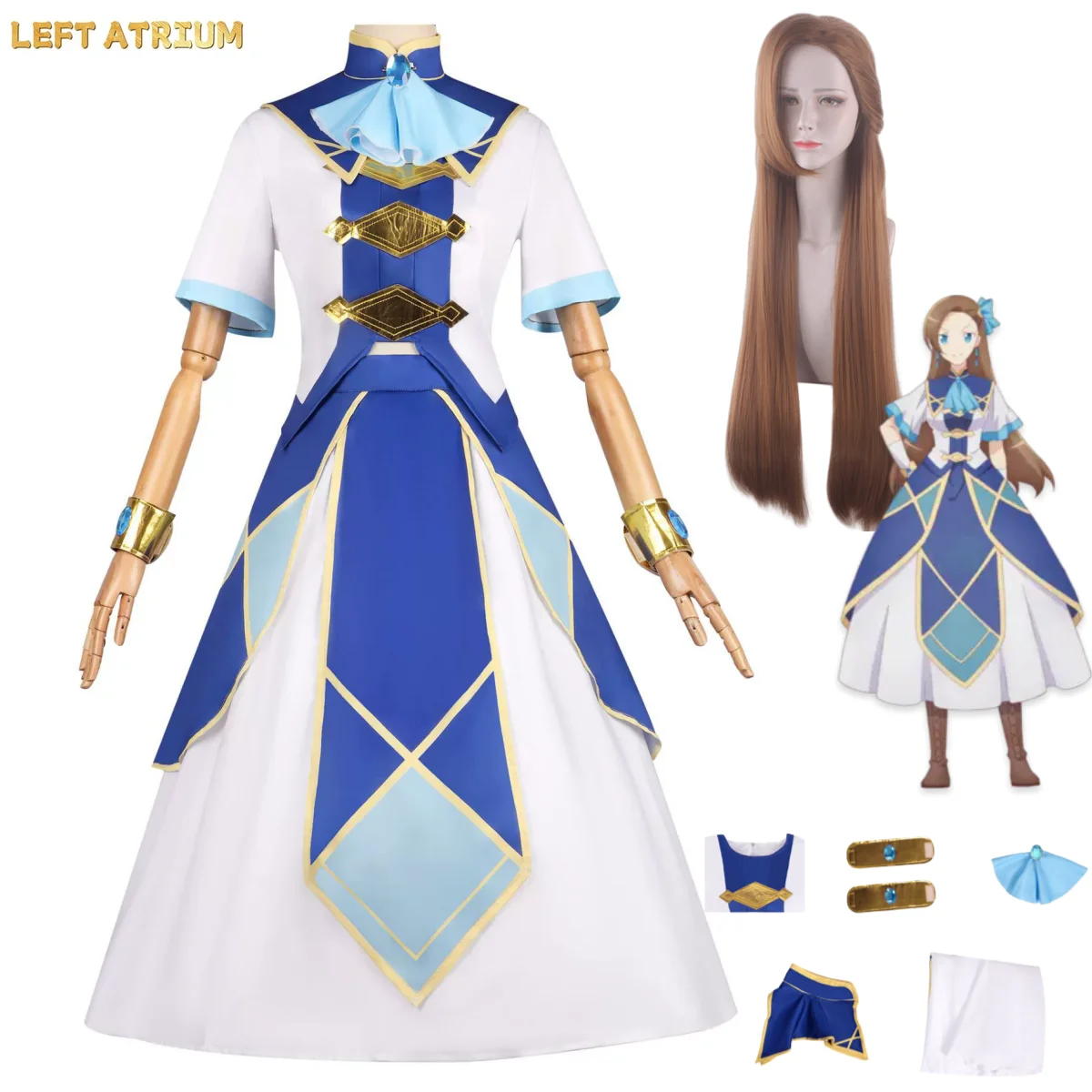Anime Mi próxima vida como villana: Todos los caminos conducen a la ruina! Disfraz de Princesa Azul con Peluca para Mujer, Traje Sexy para Carnaval