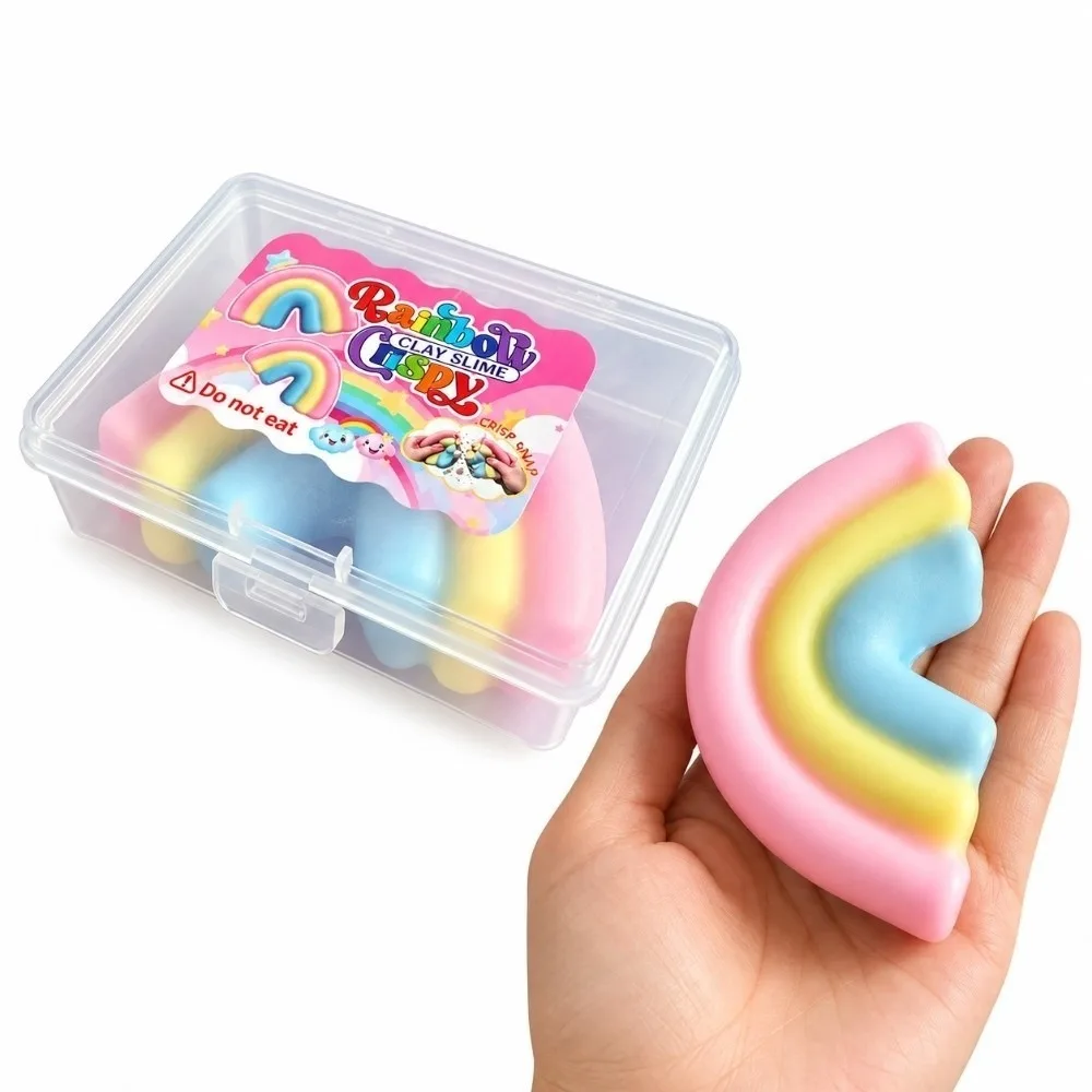 Rainbow Wax Cracking Squeeze Crackable Texture Handmade Craft Crunchy Sound Ball Crispy Feel Sensory Squeeze Relaxation Tool