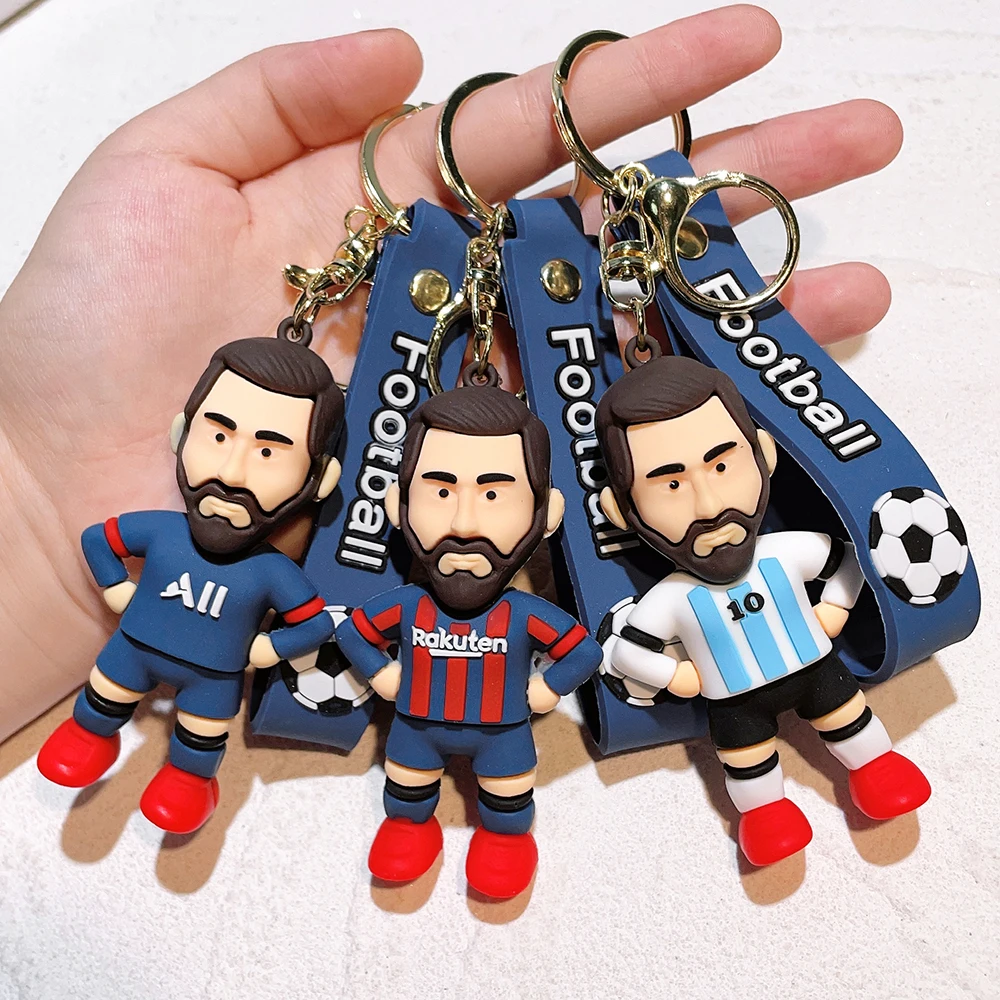 Soccer Star Figure Messi Key Chain Backpack Bag Decor Doll Pendant Car Decoration Desk Ornaments Souvenir Fans Collection Gift