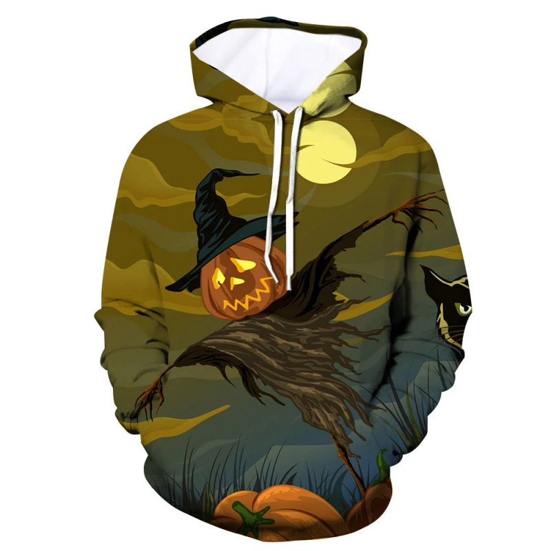 

Halloween Theme Creative Design Hoodies For Men Fashion Pumpkin Pattern Long Sleeve Pullover Top Festival Party Stylish Clothing