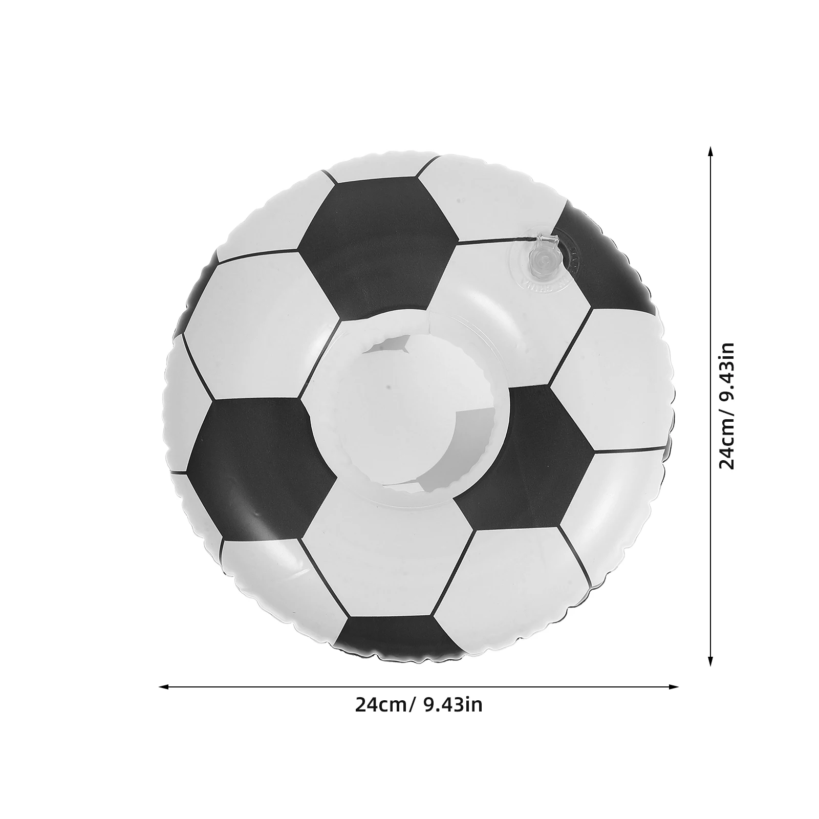 4 stuks opblaasbare drijvende bekerhouder PVC voetbal voor zwembad strandfeest zwarte kleur accessoires