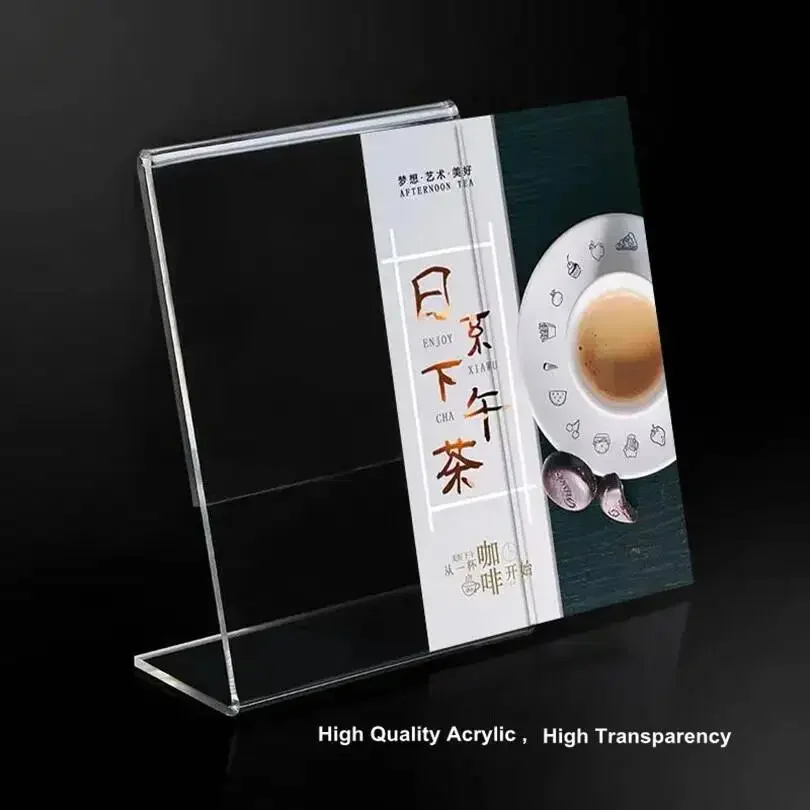 5PCS A5 Acrylic Poster Menu Holder Lean to Perspex Leaflet Display Stands Sign Holder Information Stand Business Card Holder
