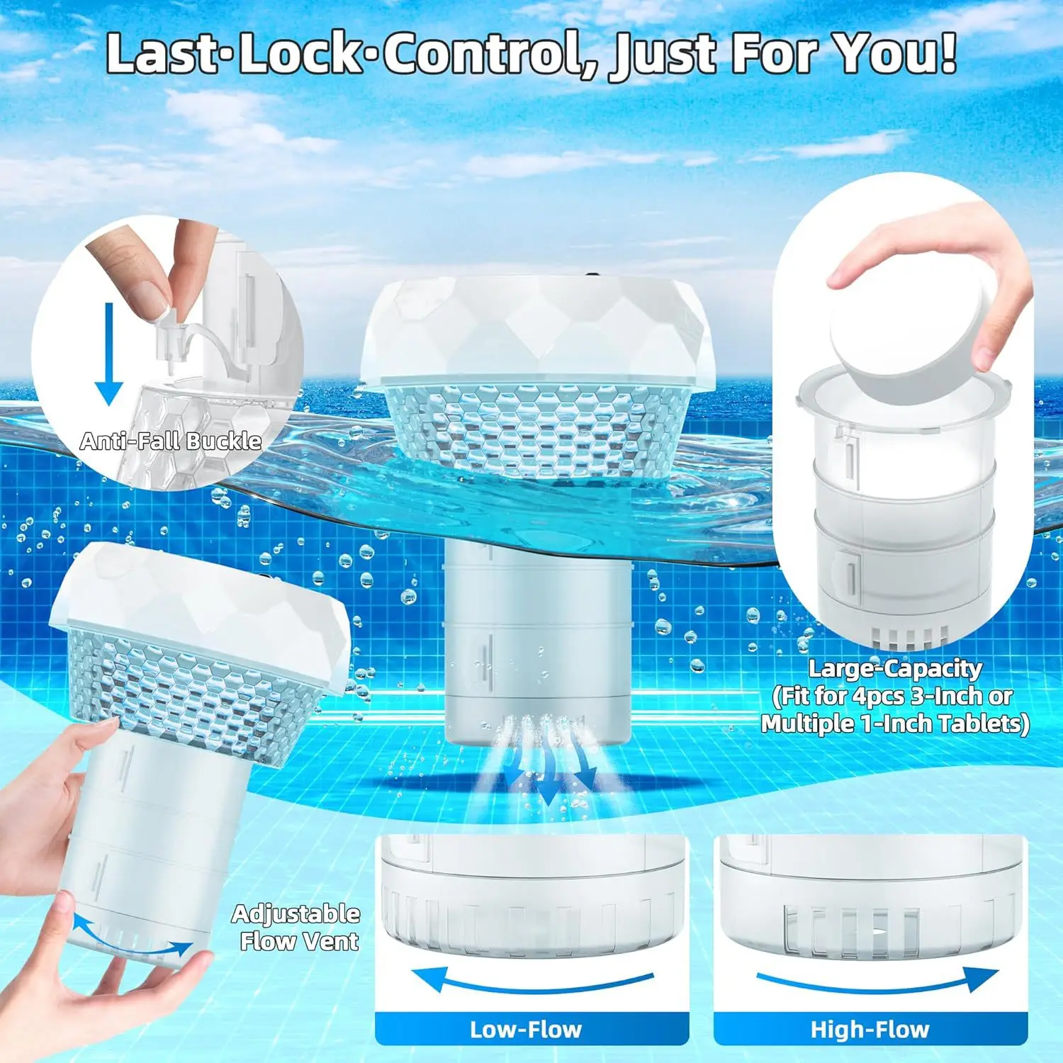 Floating for solar LED Pool Light with Temperature Monitoring and Cleaning Box for Reliable Water Feature Use Floating