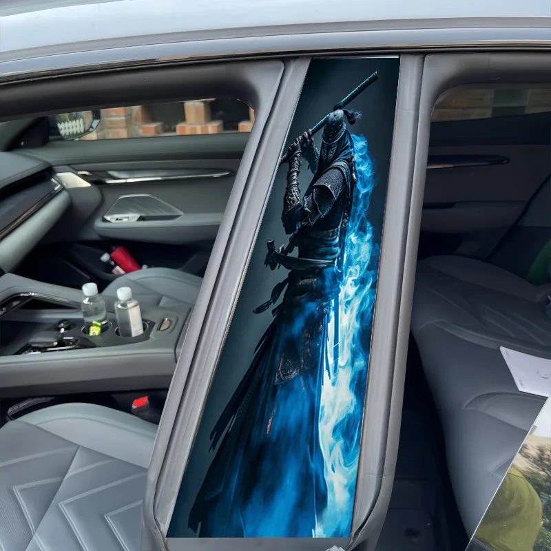 2-Piece Blue Ninja Killer Car Pillar Sticker - Waterproof and Scratch Resistant, Suitable for All Models