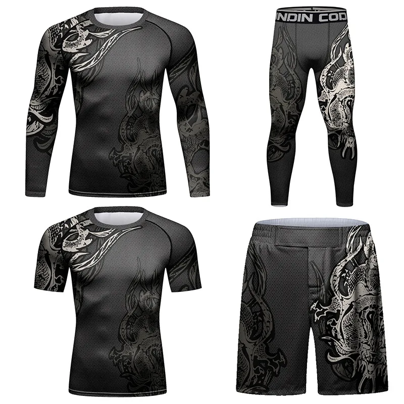 Bjj Jiu Jitsu T-shirt Pant Set Rashguard Bjj Full Body Mens Women Mma Shorts Compression Boxing Jerseys Rash Guard Clothing Suit