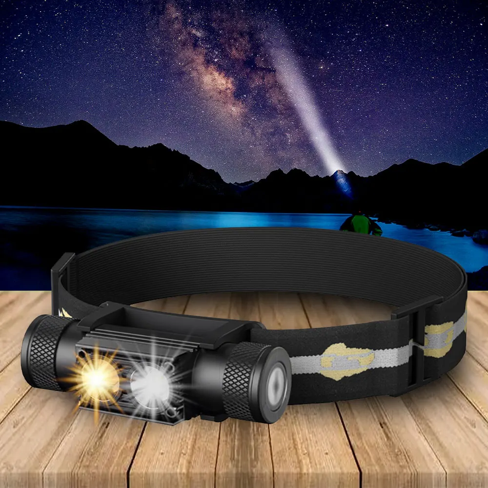 Outdoor Portable Fishing Lamp Type C USB 18650 White Yellow Led headlamp Headlight Night Run head Flash Hiking Rid Camping Light